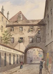 De poortboog in de Bäckerstraße